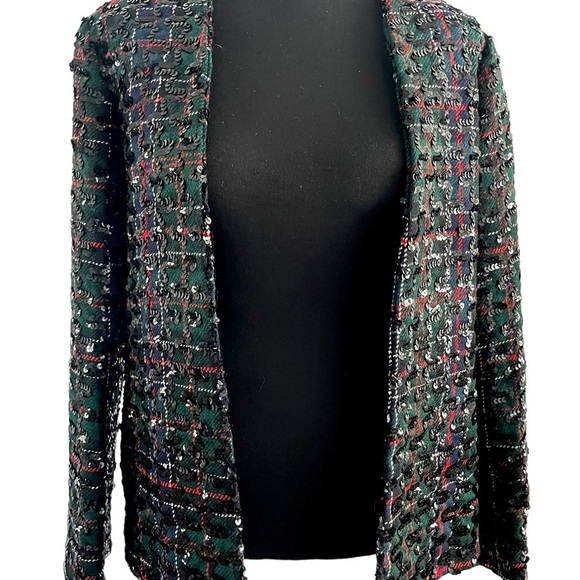 Vintage Sequin Plaid Green and Red Jacket size 8/ Holiday Jacket Christmas - Picture 12 of 16